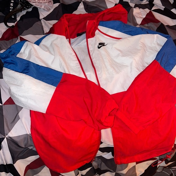 Wild Fable Blouson Coupe-Vent Rouge Blanc Bleu Pour Femme - Taille XS, Nylon Léger